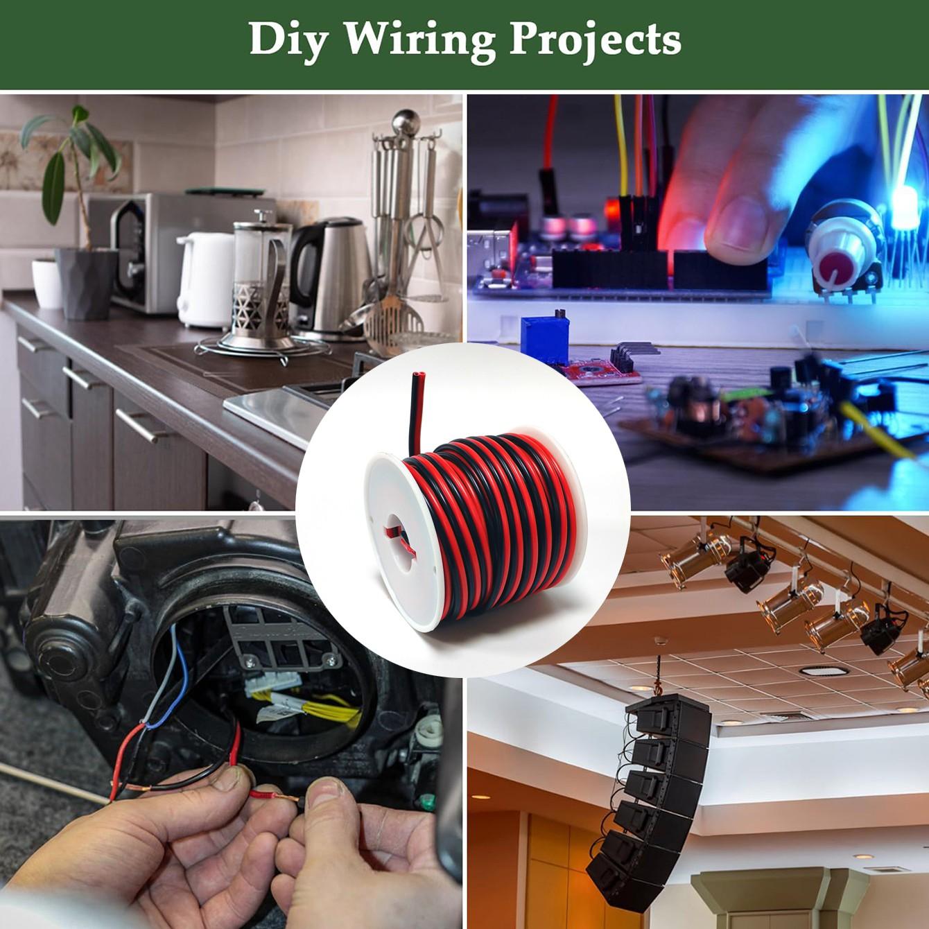 16-26 Awg PVC Wire Tinned Copper, Durable & Flexible, /, High Temp, 36v Low-Voltage, for LED, Home Theater, Automotive, Marine, RV, DIY