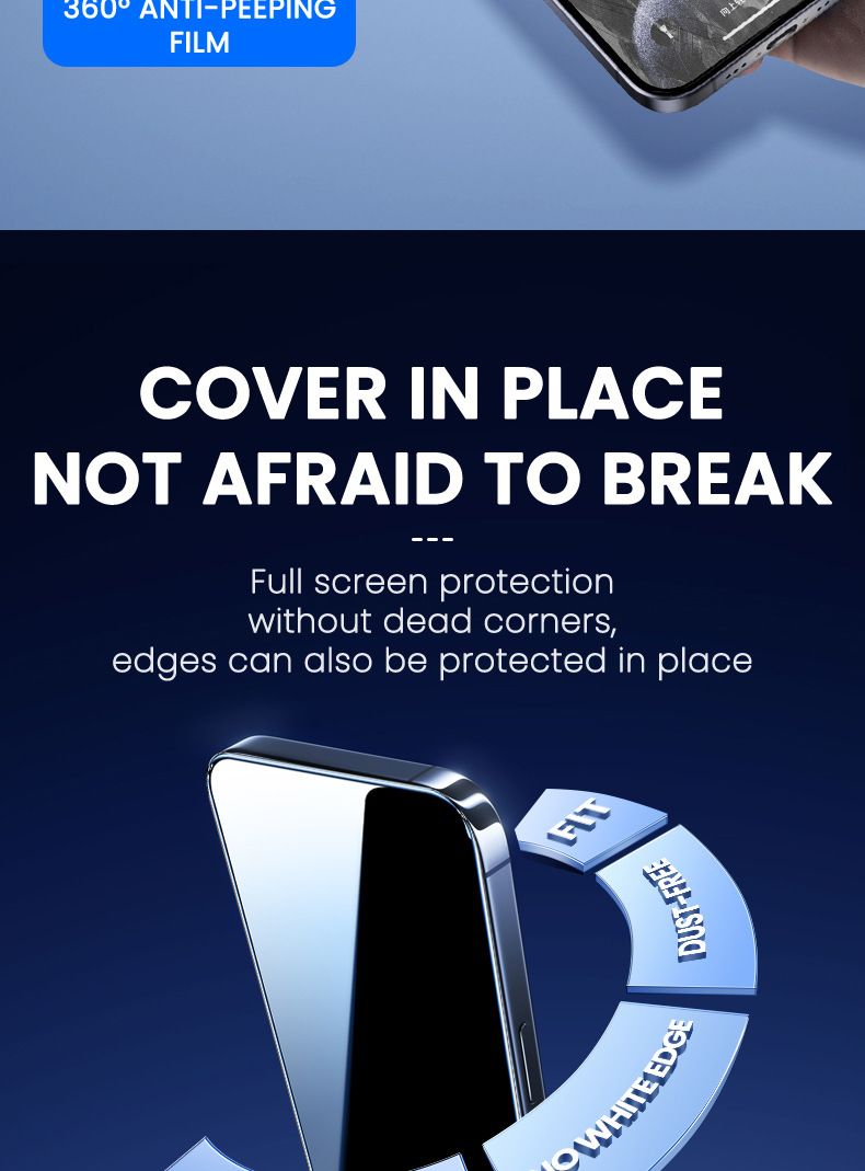 [2-pack] 360 ° privacy screen protector [Four sided privacy protection] Anti peeping tempered film, comprehensive protection, scratch resistant and durable, easy to install, suitable for iPhone 17 Pro Max/16/15/14/13