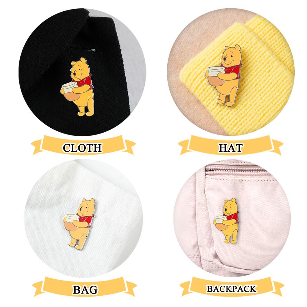 1PC Winnie Pooh Bear Enamel Pins Cute Cartoon Button Pins Decorative Badges Clothes Bag Backpack Hats Band Funny Womens Brooches Collectible Display Birthday Anime Peripheral Gifts