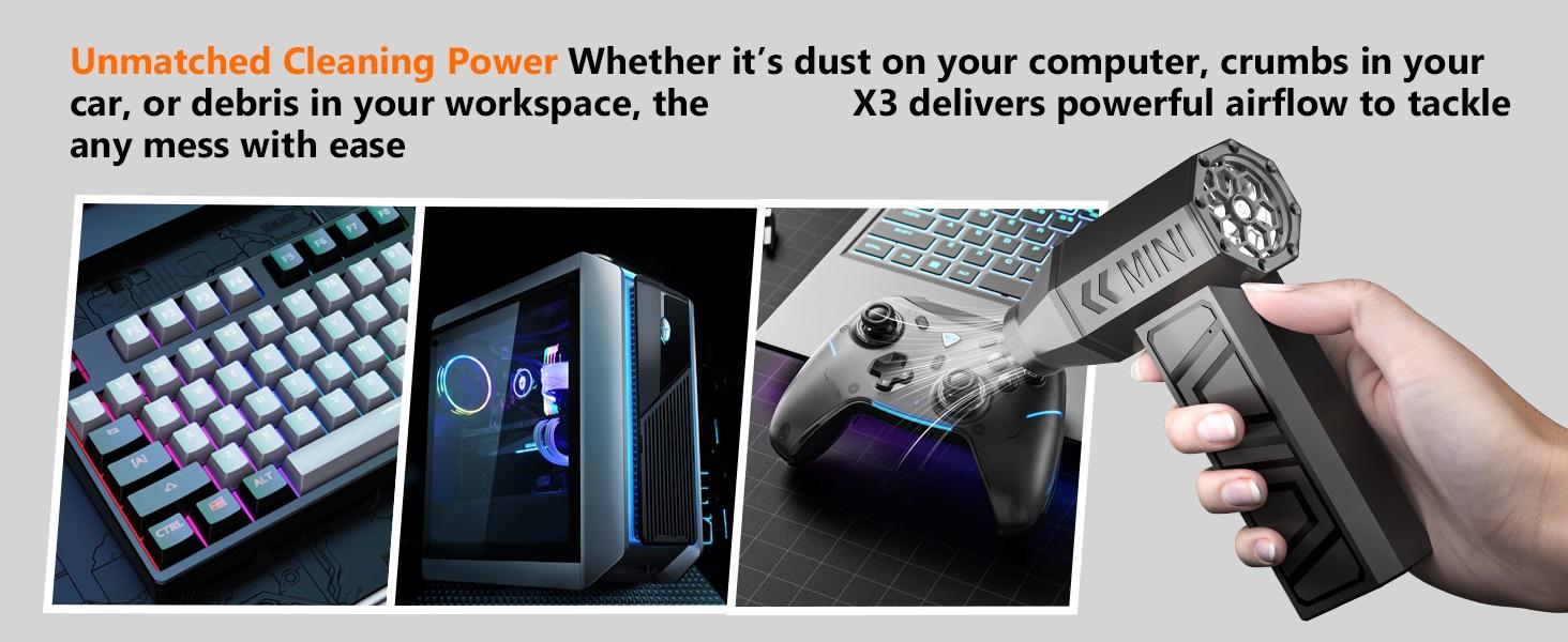 Turbo Jet Blower Cordless Air Duster 130,000RPM Cordless Electric Compressed Air Duster Mini Turbine Fan, Violent Fan for Keyboard Computer Cleaning