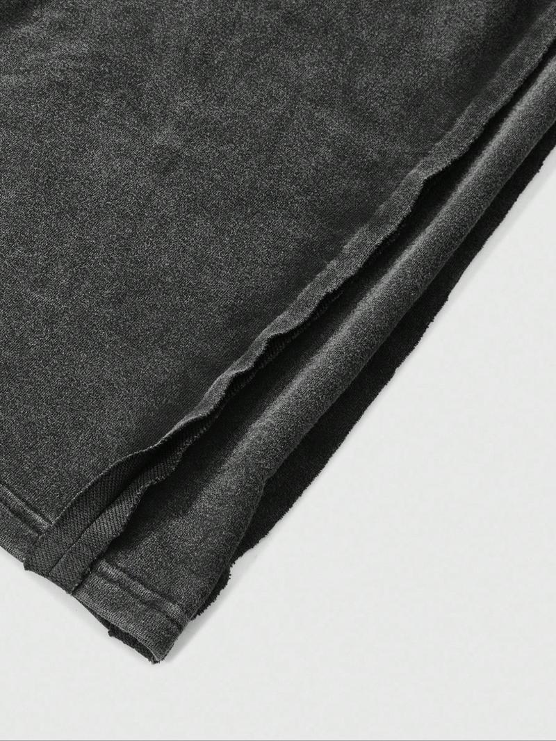 Men's Young Street Style Cotton Sport Pants, Loose Fit Wide Leg Design, Simple Letter Embroidery, Casual Fashion Joggers