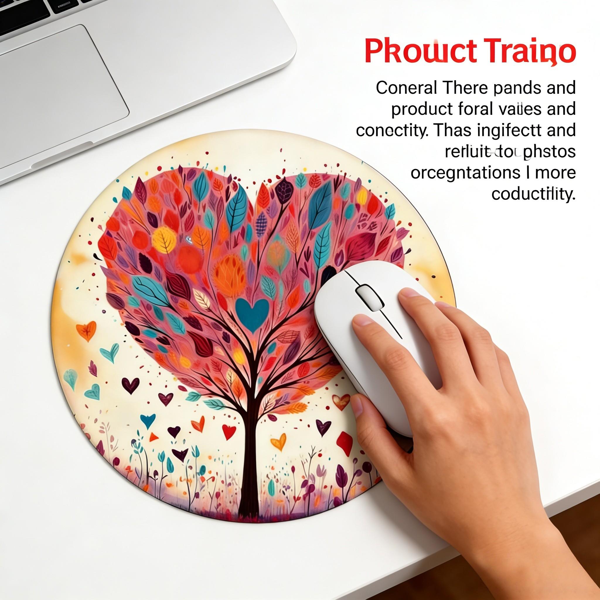 Fashion Leaf Round Mouse Pad, Non-Slip Rubber Base, Small Desktop Mat for PC/laptop, Gaming/mouse Pad, Office Use, Gift for Women - 7.87 Inches