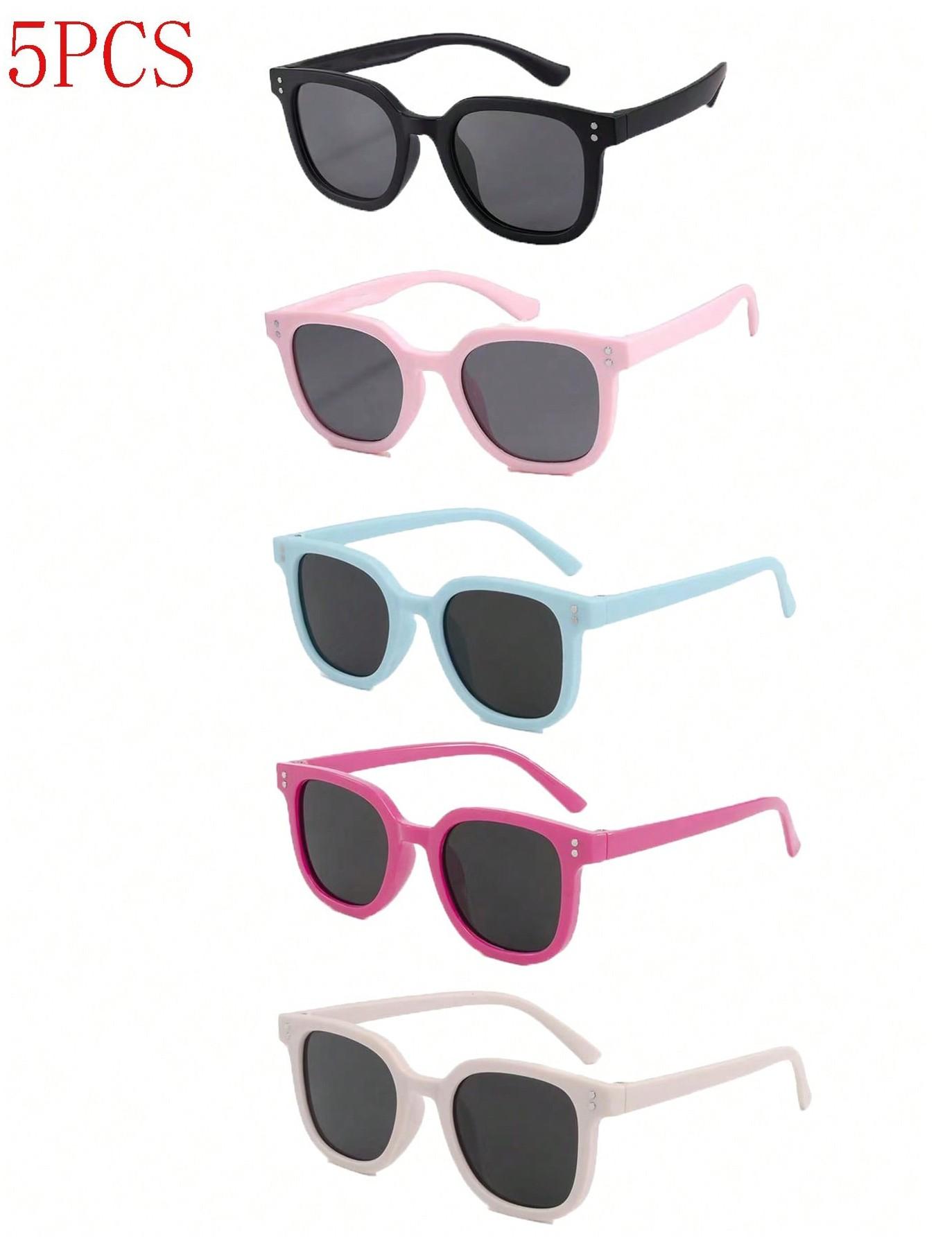 New Kids Silicone Fashion Glasses, Unisex Square Frame Decorative Eyewear, 5 Pairs Pack or 1 Pair, Trendy Accessories