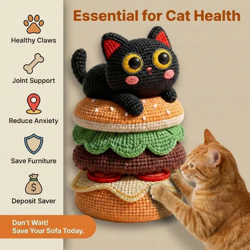 Self-Adhesive Cat Scratch Pad, 3D Visual Weaving Art Furniture Protector, Durable Felt Mat with Back Glue, Ideal for Walls, Sofas, Doors, Closets