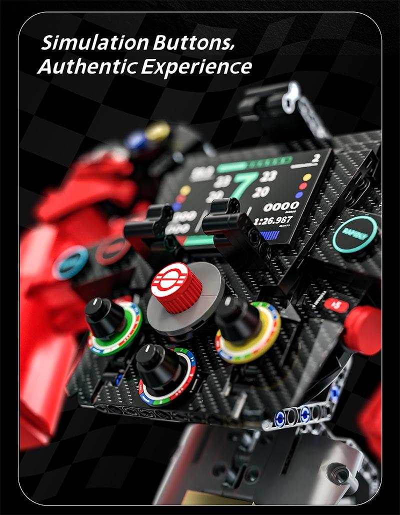 971Pcs Formula Racing Vehicle Steering Wheel MOC Blocks Supercar Model Building Toys Gifts for Adult Boys Technical Bricks Sets