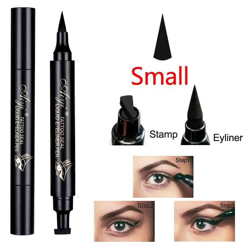 Wing Stamp Eyeliner Pen, Dual-Ended Liquid Eyeliner, Waterproof Long-Lasting, Vampire Wing Design, Anti-Smudge Makeup Tool