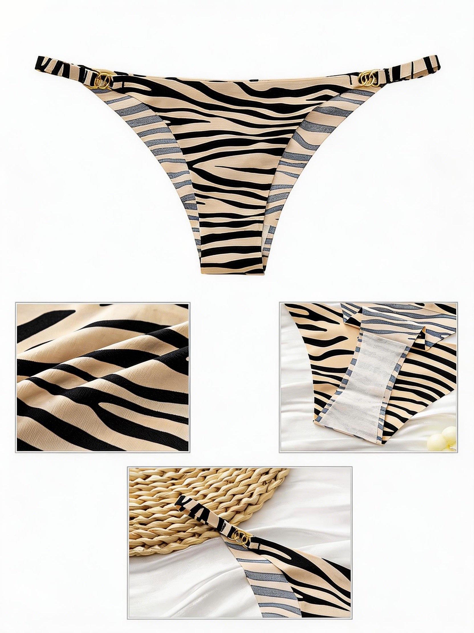6-Pack Women's Seamless Ice Silk Underwear, Sexy Leopard Print, Thin Strap Design, Cotton Crotch Comfort Intimates