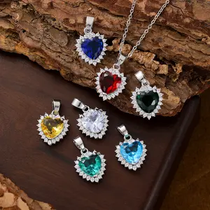 Classic Elegant Heart of the Ocean Necklace Sparkling Crystal Gem Heart Pendant Fashion Jewelry Valentine's Day Gift for Women