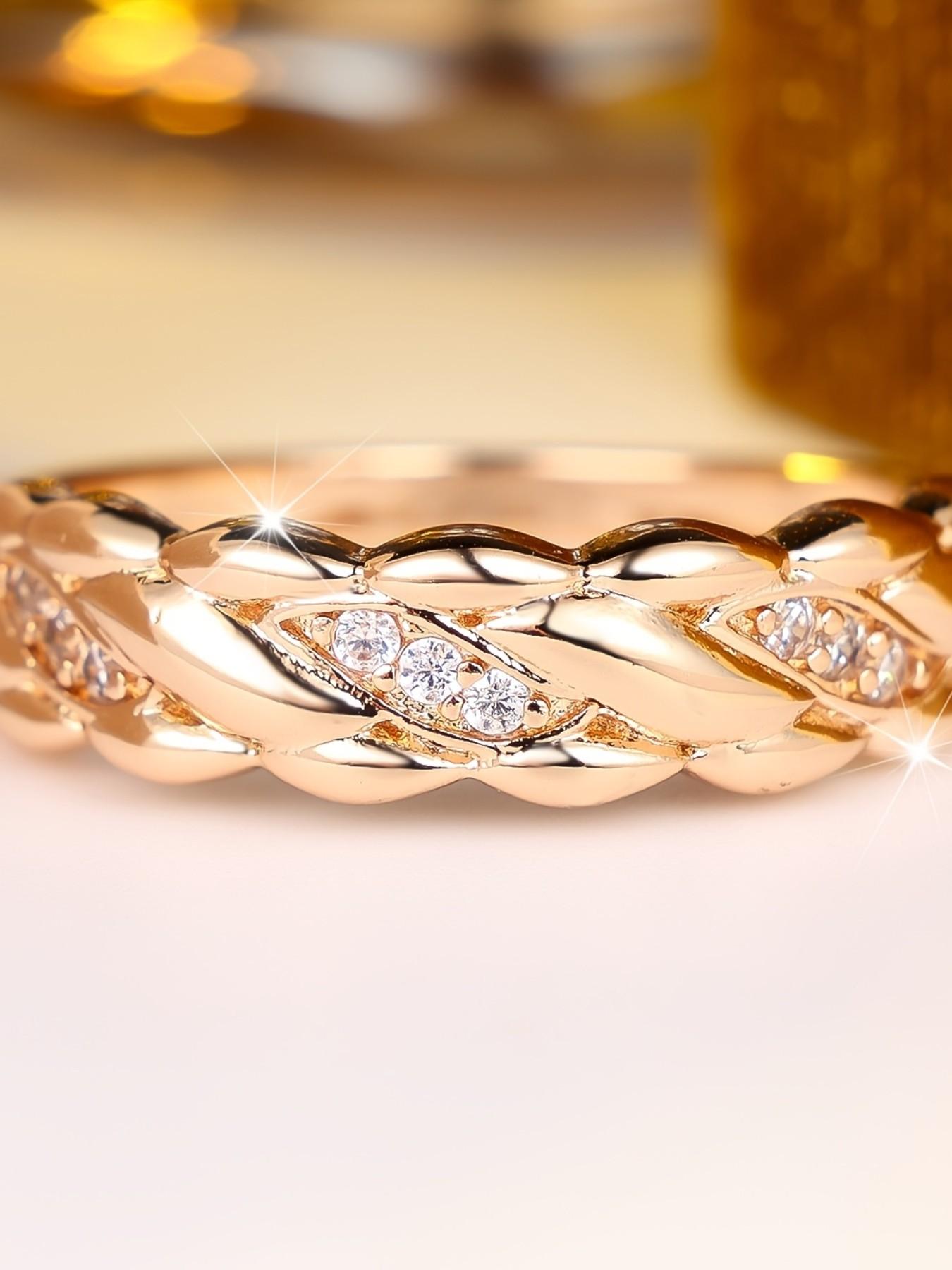 1 Pc Braided Ring for Men and Women, Rhinestone Decorative Stackable Design Delicate Jewelry Perfect for Engagement Weddings, Daily Wear Anniversary Gift for Her