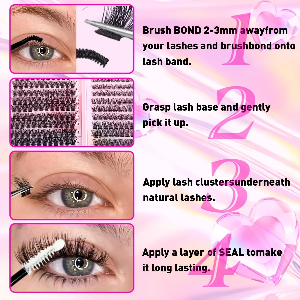 False Eyelash Book Kit (Glue + Tweezers + Brush) Waterproof Eyelash Extension Kit D Curl Tufted Eyelash Extension Kit Single Lash Kit