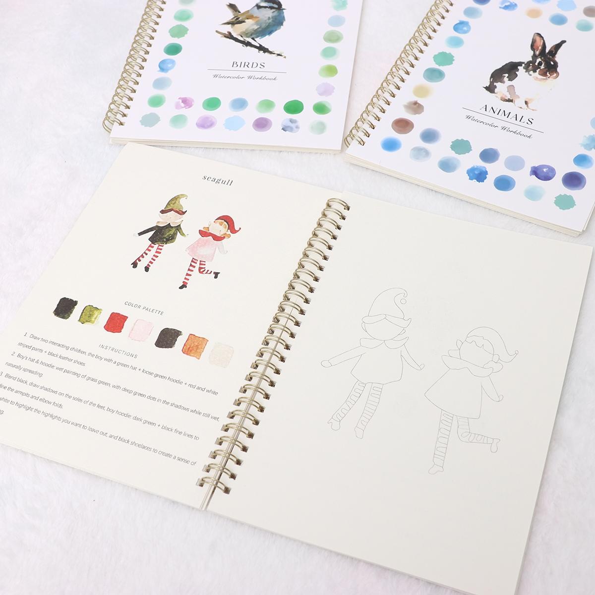 Beautiful Cartoon Watercolor Painting Book, Sketch Paper for Coloring, Water Coloring Books, Easy to Use, Ideal for Art Enthusiasts, Perfect Gift (no Brushes Included)