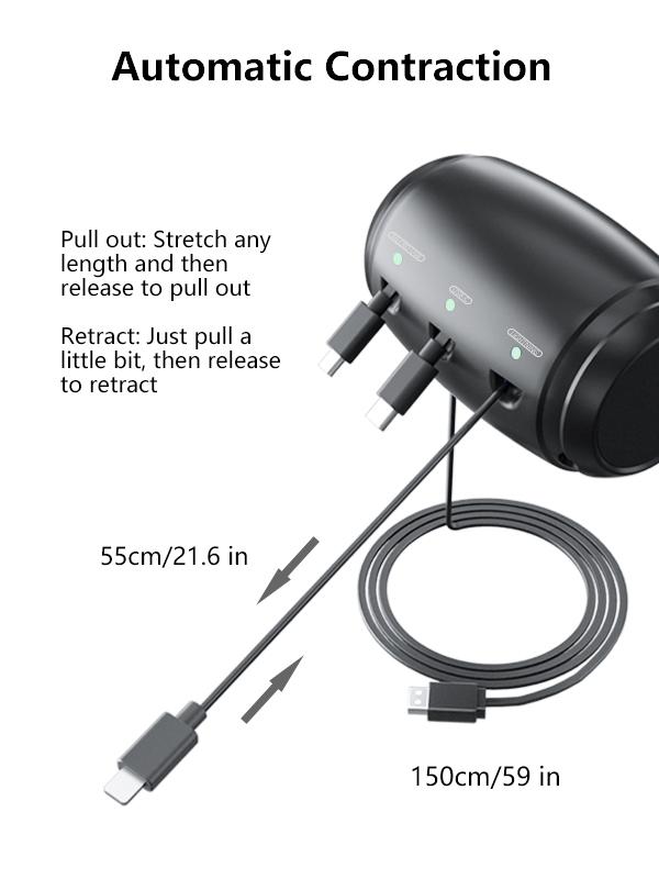 Ohlpro Retractable Backseat Car Charger, 3-in-1 Headrest Charging Station Box for Uber Lyft Taxi & Road Trips