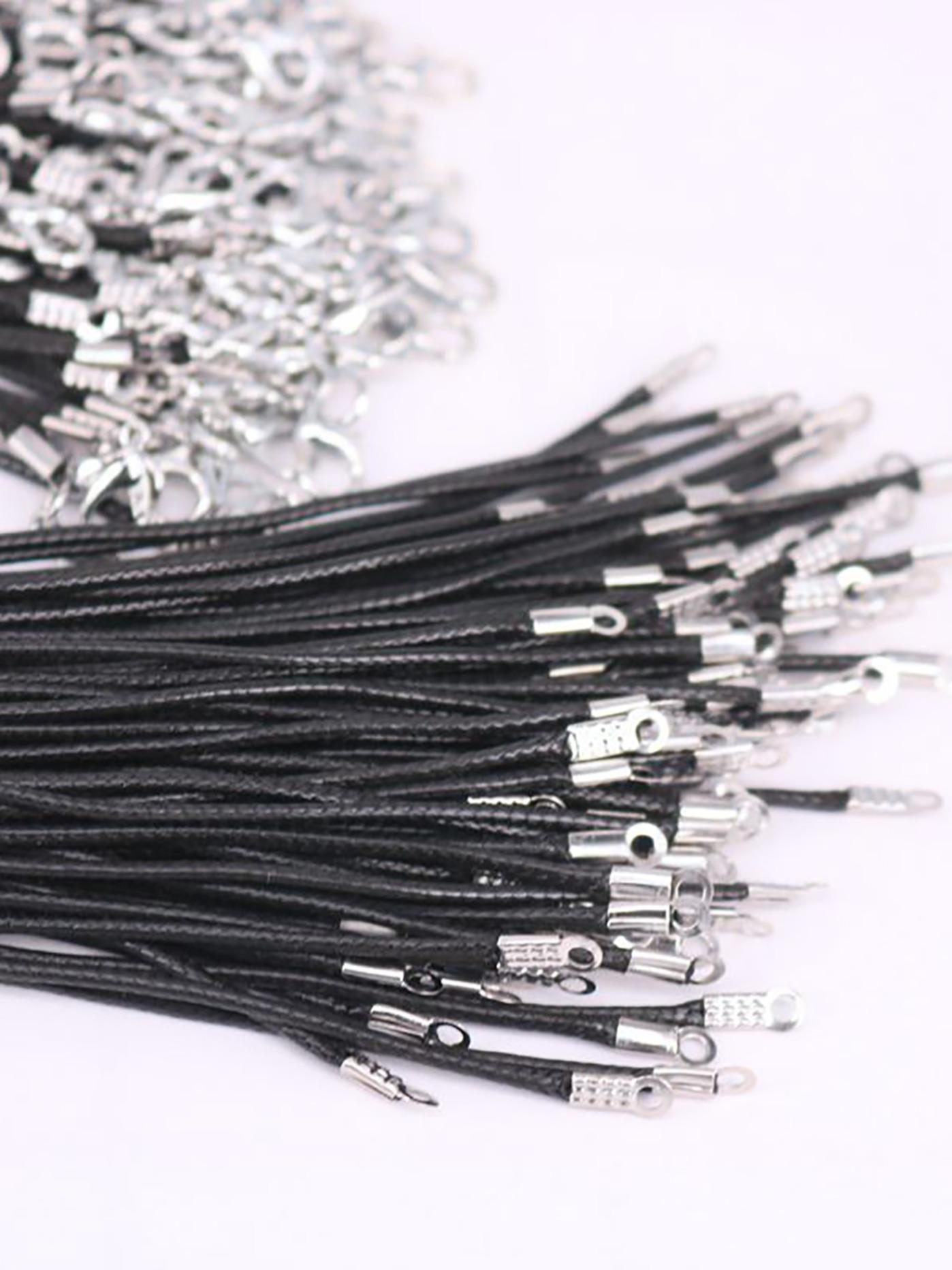 50 Pieces High-Quality Leather Necklace Bracelet Cords, Clip Rings, Suitable for Pendants, 18 Inches, Jewelry Making Material