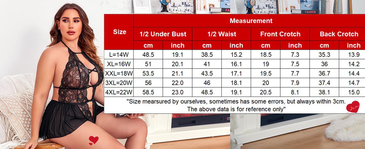 Avidlove Womens Plus Size Lingerie Lace Bodysuit Deep V One Piece Sheer Floral Halter High Neck Adjustable Straps Breathable Mesh Bottom