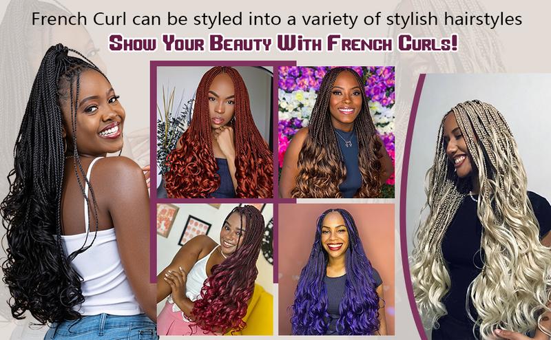 French Curly Braiding Hair 12Inch Loose Wavy 8 Packs #1B Black Bouncy Braiding Hair Extensions  Synthetic French Curl Crochet Hair Extensions for black women（8packs,12Inch)