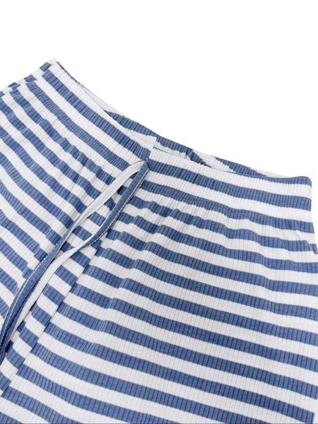 Women's Casual Striped Colorblock U-Neck Pullover Sweater with Waist Rope Decorative Long Pants Two-Piece Set for Daily Wear,Airport Outfit