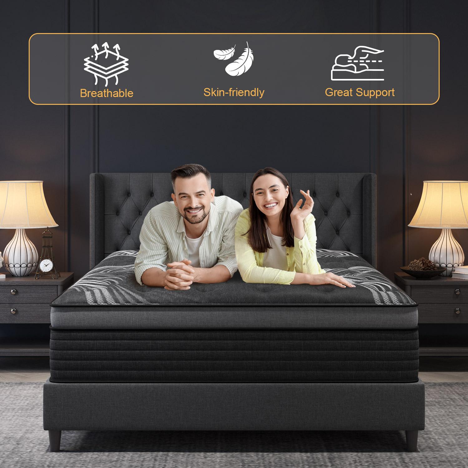 12 /14Inch Gel Memory Foam Mattress Twin Full Queen King Bed Hybrid Mattress  In A Box,Pocket Spring for Edge Support, Pressure Relief, Medium Firm motion isolation