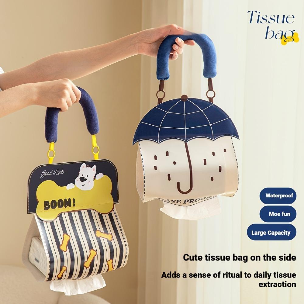 Creative Wall-Mounted Tissue Box, Soft Tissue Storage Bag for Both Bedroom and Kitchen, Fun Hanging Tissue Box.