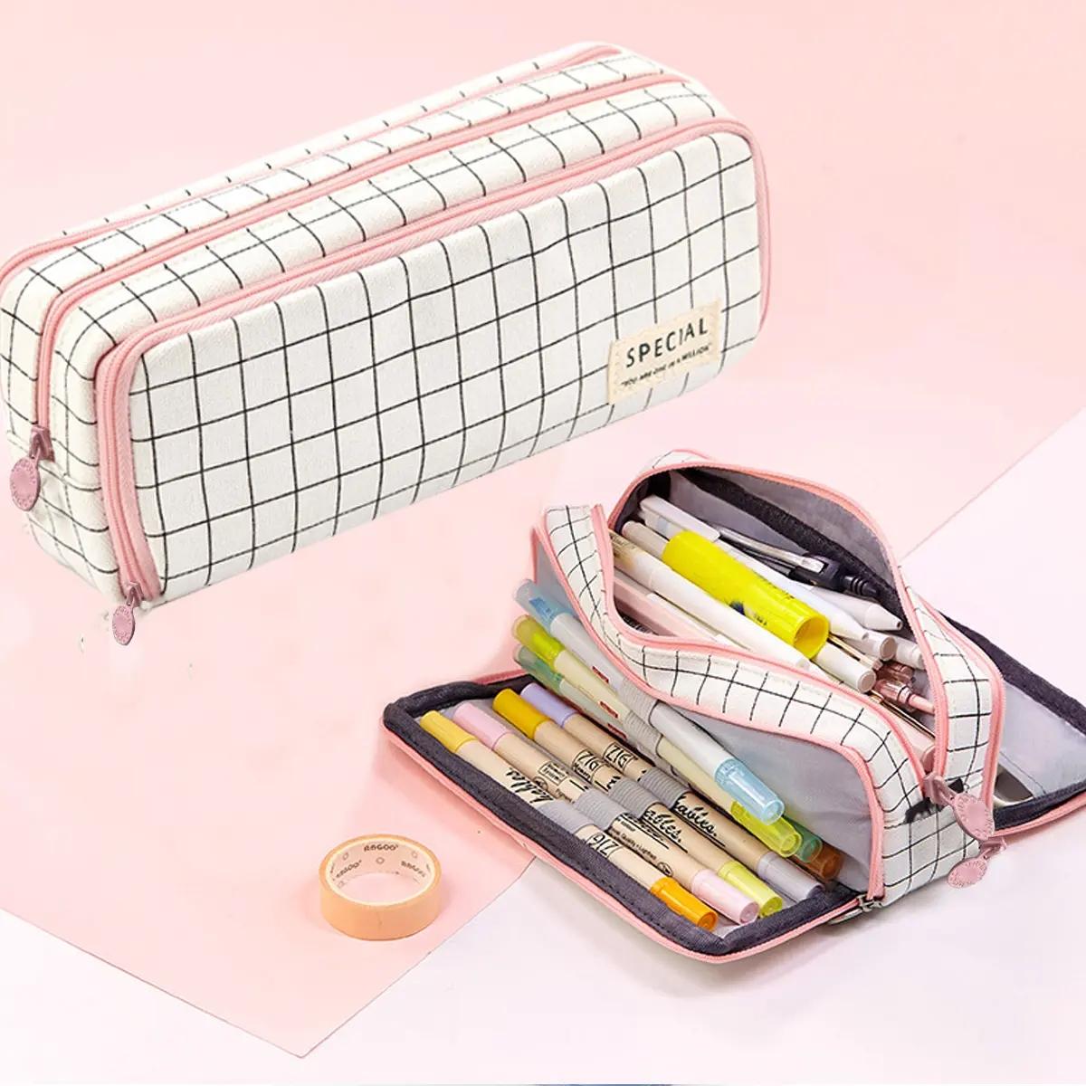 1 expandable pencil case with compartment, large capacity pencil case pencil bag, portable pencil case large school stationery organizer, transparent cosmetic bag, storage bag, suitable for office