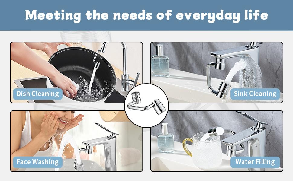 1080° Rotating Faucet Aerator Extender, Large-Angle Water Nozzle Faucet Adapter, Universal Splash Filter Kitchen Tap Extension 1080° Rotating Faucet Aerator Extender, Large-Angle Water Nozzle Faucet Adapter, Universal Splash Filter Kitchen Tap Extension