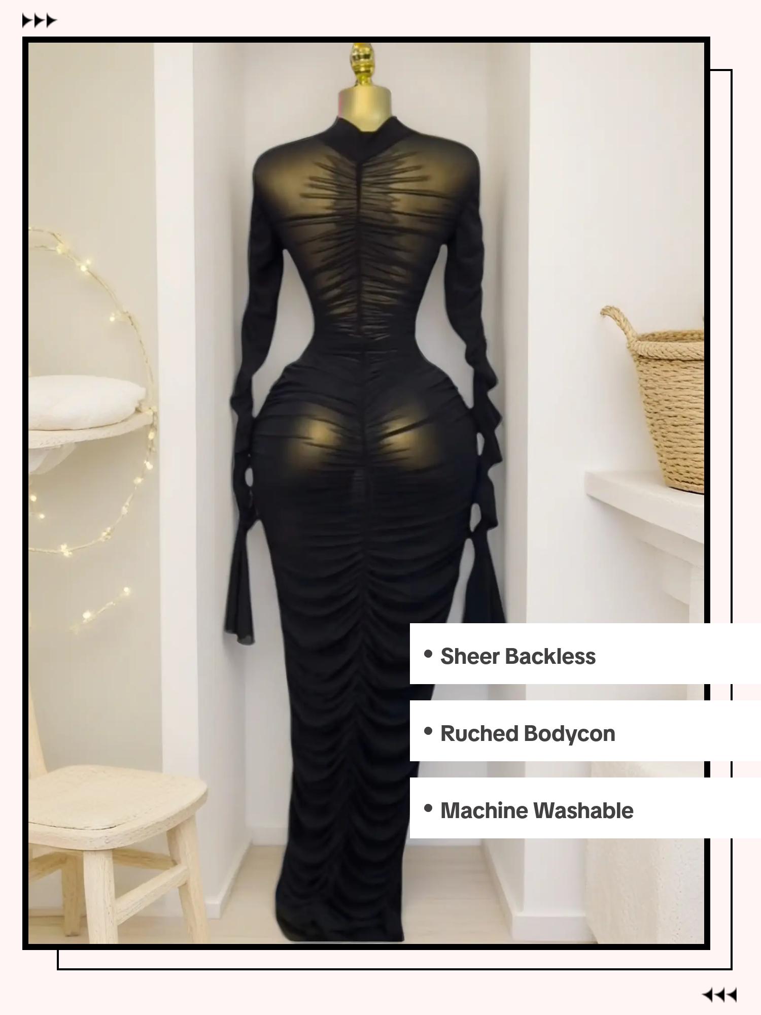 PULKRITU Women's Long Mesh, Woven Overlay Fitted Drape Bodycon Dress & Sexy Sheer Backless Sleeveless Party Gown, Formal Evening Wear, Elegant Evening Wear, Perfect for Birthdays & Events, Bodycon Maxi Dresses & Midi Tank Dress Set for Ladies Aesthetic