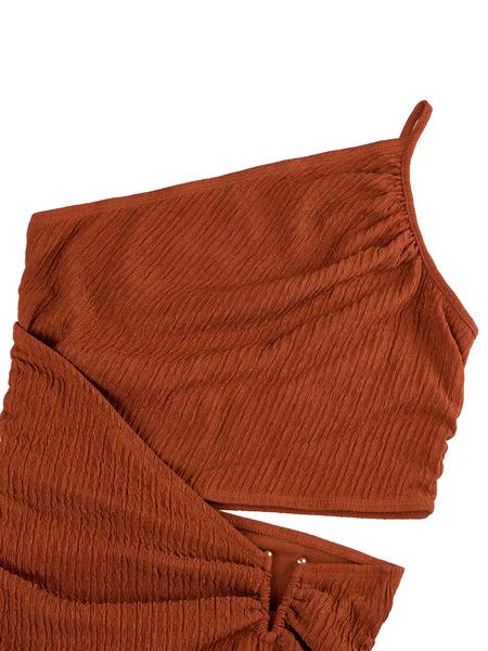 Aliling Women's Solid One Shoulder Bodycon Dress, Casual Fashion Short Dress for Party Club Dating Wear, Ladies Summer Clothes