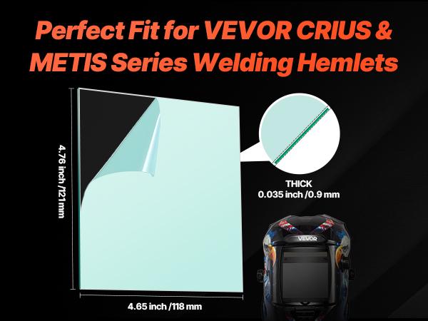 VEVOR Heat Resistant Arc Welding Helmet Outer Cover Lens, 20PCS 4.76in x 4.65in Quick Installation Outside Replacement Covers for VEVOR CRIUS/METIS Series Auto Darkening Helmets