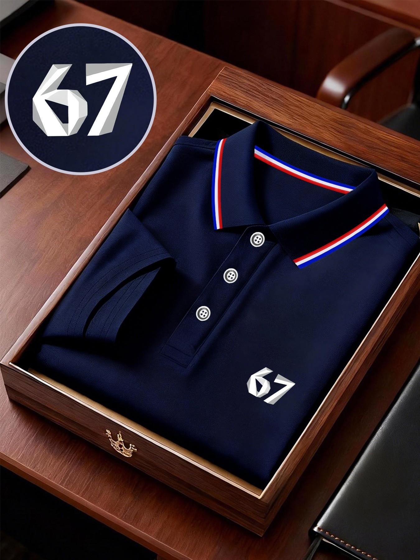 Men's Geometric Print Polo Shirt, Loose-Fit Short Sleeve, Breathable Elastic Fabric, Casual Business Tee, Spring Summer Outdoor Wear