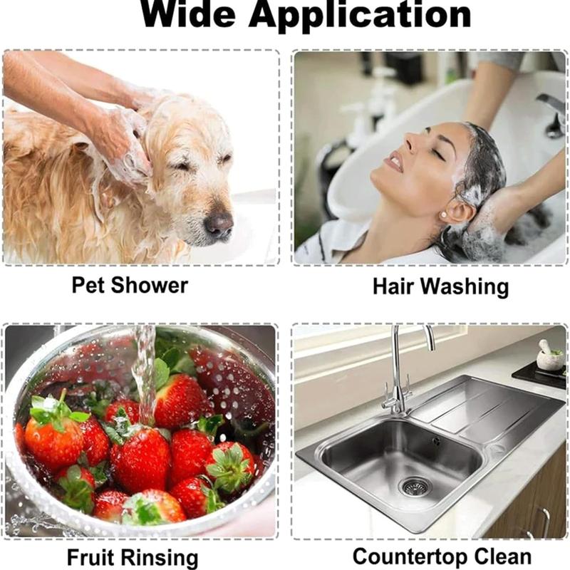 Universal Sink Sprayer with Hose, Handheld Faucet Adapter with Water Saving Switch, Ideal for Kitchen Sinks, Pet Bathrooms, Showers, Cleaning, Handheld Shower Heads