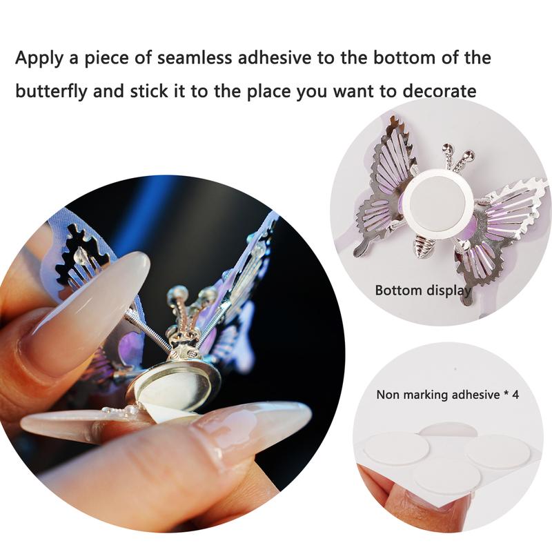 Girly Glam Butterfly Stickers for Car Interior Rhinestone Appliqués with Movable Wings