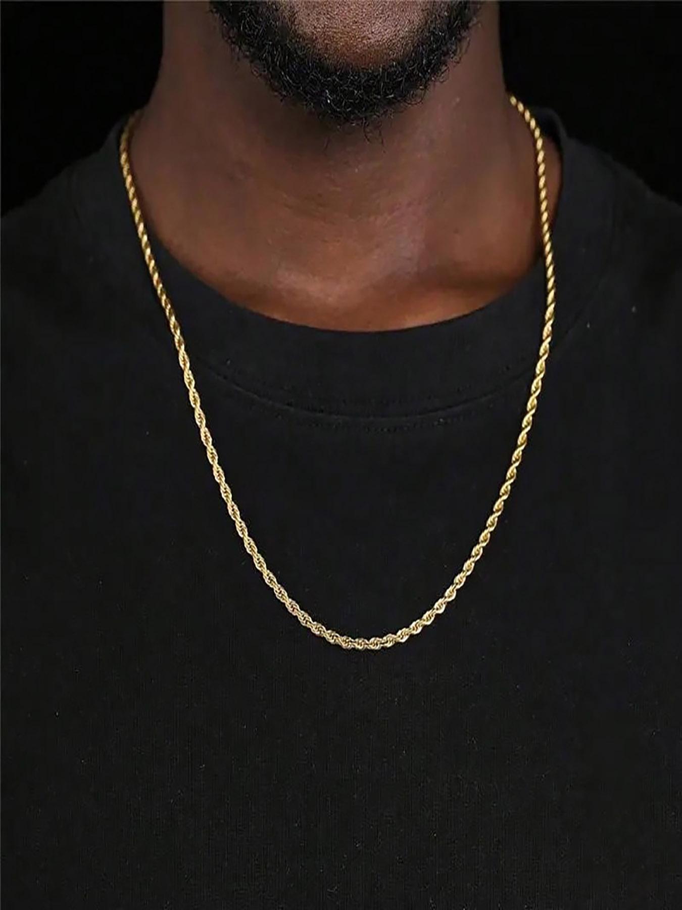 Unisex Stainless Steel Twisted Chain Necklace, Party & Daily Wear Jewelry, Durable Metal Accessory for Men Women