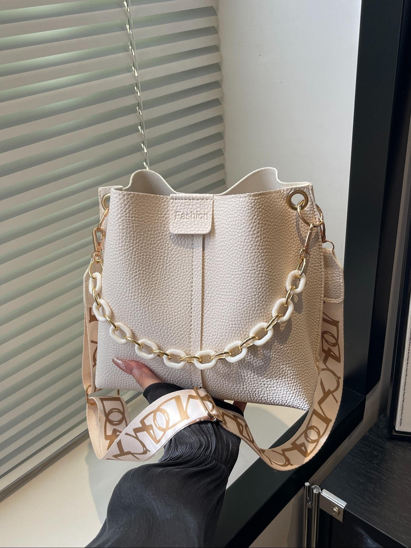 Women's PU Handbag, Casual Crossbody Shoulder Bag, Fashion Bucket Bag, Elegant Daily Use Accessory, Fashionable Bucket Bag, All Seasons