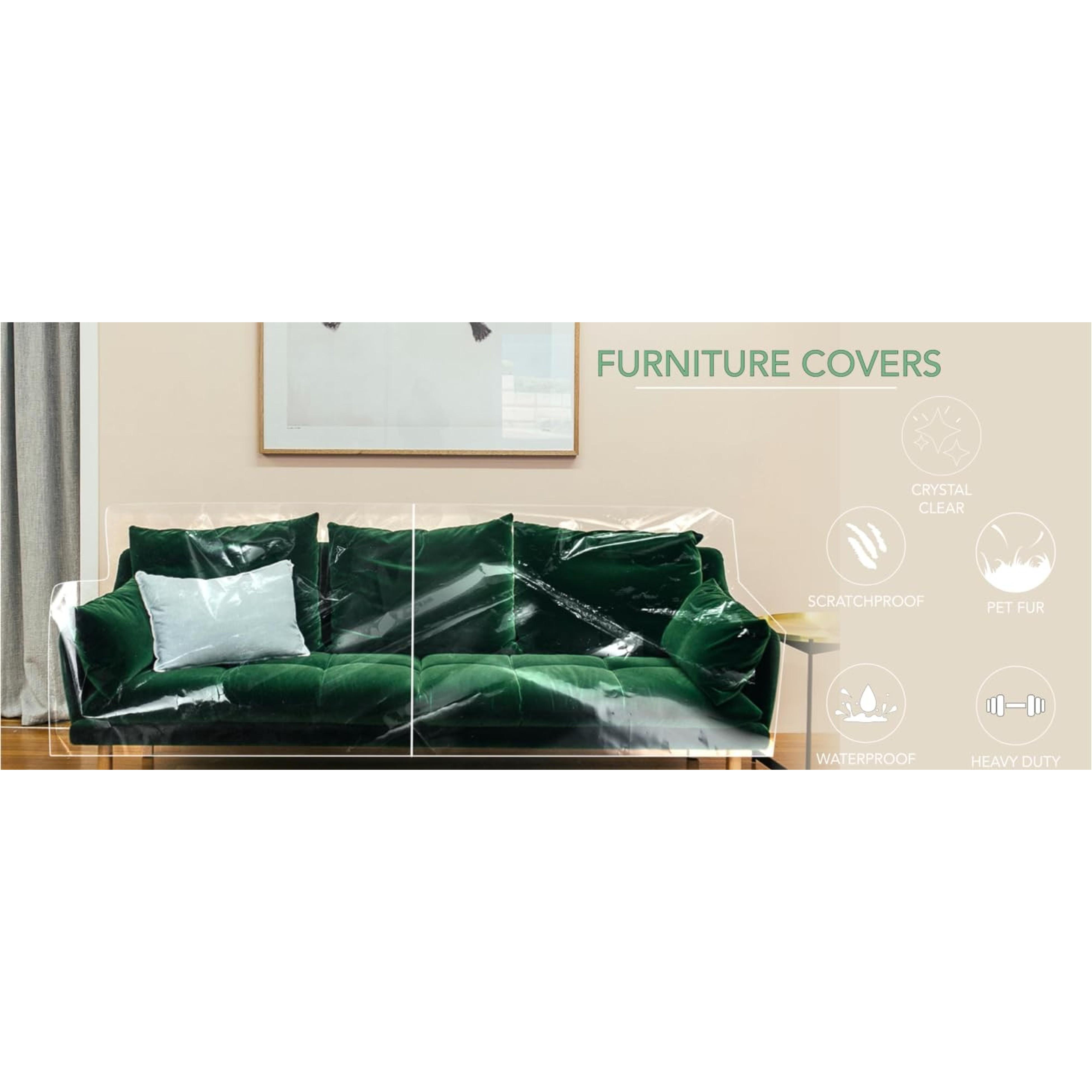 Heavy Duty Clear Plastic Chair Covers Protectors for Recliner | Durable vinyl protector shield for armchair recliner against pet scratches, hair, dust, spills; simply wipe clean.