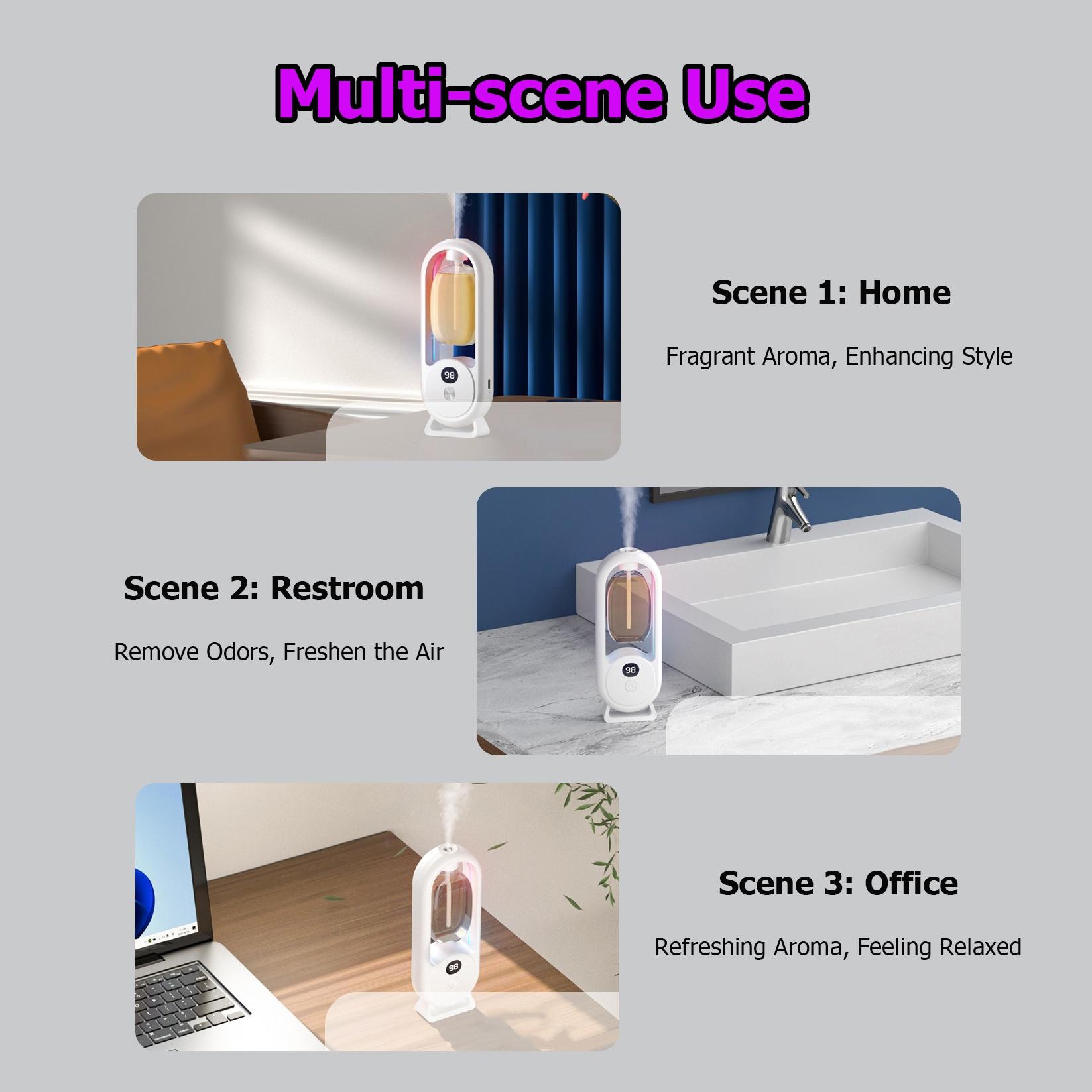 Home Aromatherapy Mist Maker Aroma Diffuser with 3 Essential Oils, Timer Automatic Spray, 5 Spray Modes, USB Charging, Long Battery Life, Multi-Scene Use