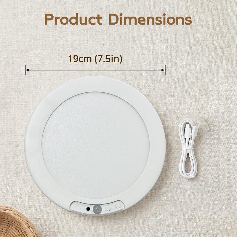 Rechargeable Motion Sensor Ceiling Light with Remote Control - Magnetic Wireless Ceiling Light Powered by rechargeable batteries for Closet Shower Stairs Shed Hallway Porch Patio ect,Suitable for various scenarios, easy to install