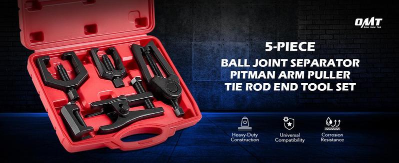 OMT 5-in-1 Heavy Duty Ball Joint Separator, Pitman Arm Puller, Tie Rod End Tool Set, Splitter Removal Kit Red/Blue/Red Black, Mutifunction Tool Set for Front End Service, Gift for men, Home car repair, Automotive Maintance OMT 5-in-1 Heavy Duty Ball Joint Separator, Pitman Arm Puller, Tie Rod End Tool Set, Splitter Removal Kit Red/Blue/Red Black, Mutifunction Tool Set for Front End Service, Gift for men, Home car repair, Automotive Maintance