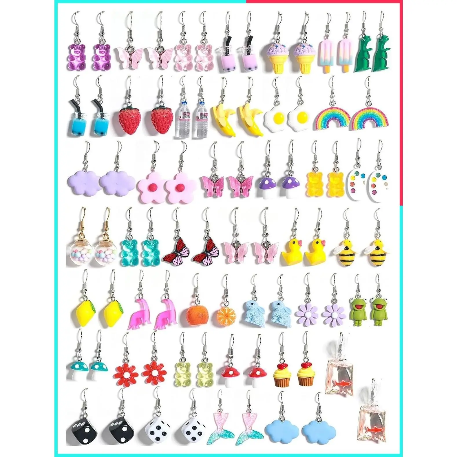 40 Pairs Cute & Funky Weird Earrings Set for Women and Teens