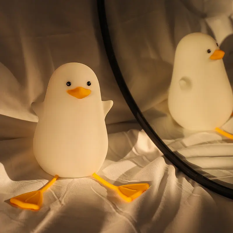 Novelty Flapping Wing Yellow Duck Silicone Night Light， USB Rechargeable Lamp with Phone Holder, Warm Ambient Decor Light for Bedroom Living Room, Unique Birthday Easter Holiday Gift