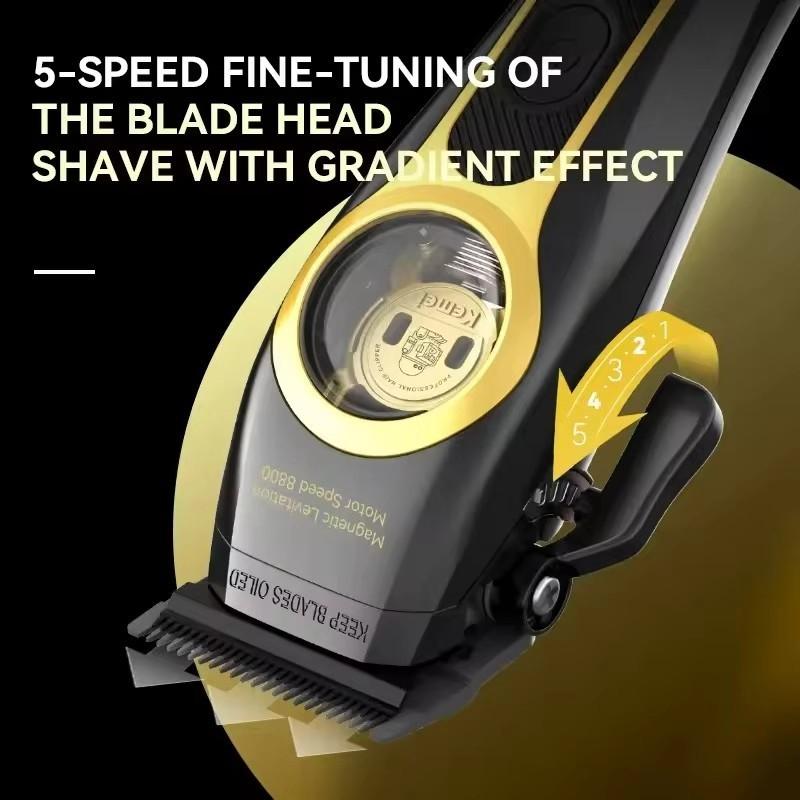 Kemei Electric Hair Trimmer Km-2373, USB Charging Carving Hair Clipper with Base, Professional Salon Barber Tool, High Precision Grooming Kit, Suspended Motor