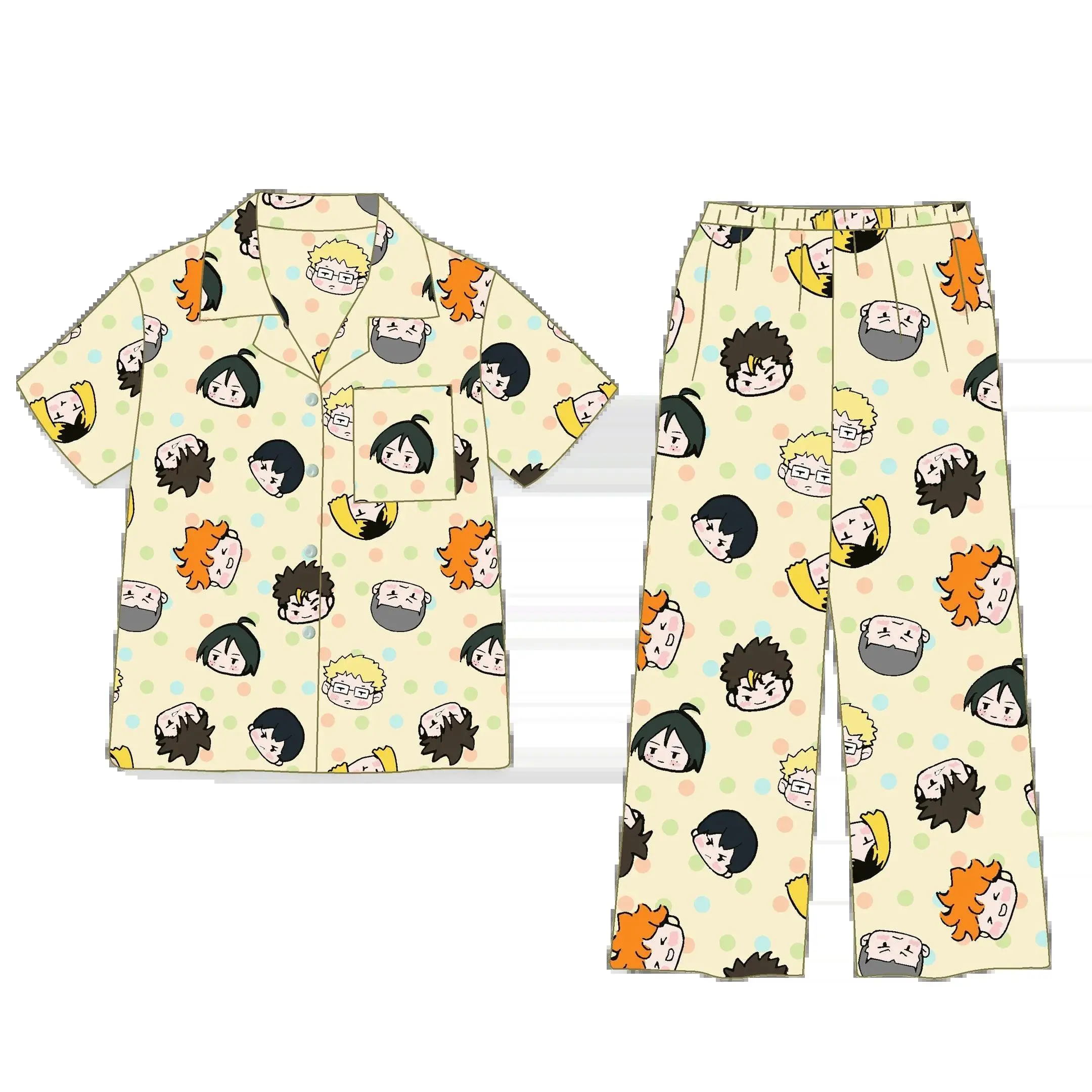 Haikyuu!! Anime Polyester Cotton Pajamas Nighty Nightgown Pajama Pants Nightclothes Shorts Cospaly Cartoon Gift Q Edition