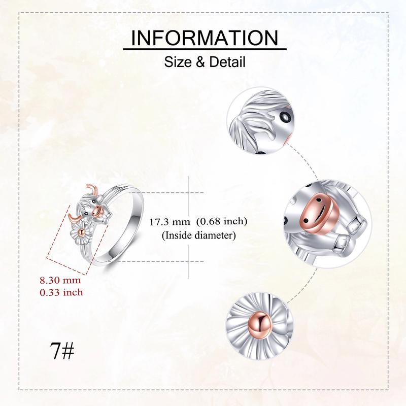 S925 sterling silver alpine cow ring, sterling silver engraving, carrying the blessing of the plateau, perfect jewelry gift non tarnish