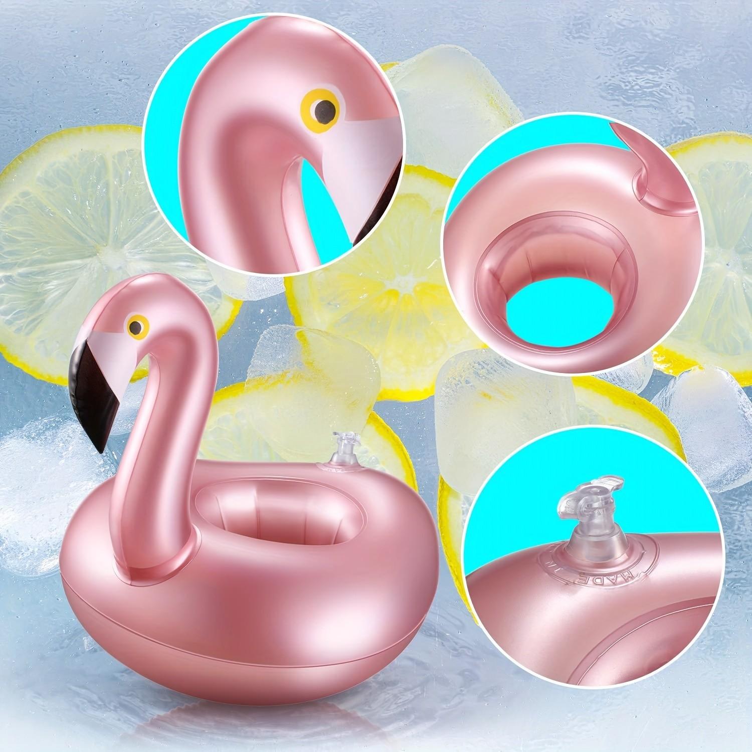Set of 12 Inflatable Flamingo Drink Holders – Perfect for Summer Pool Parties, Reusable Cute Animal Coasters, Ideal for Keeping Drinks Afloat