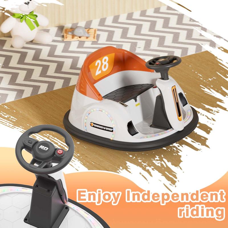 KORIMEFA 12V Electric Ride on Bumper Car Toys 360° Spinning Bumping Toy Gifts Cars, Music Play, Lights for Kids