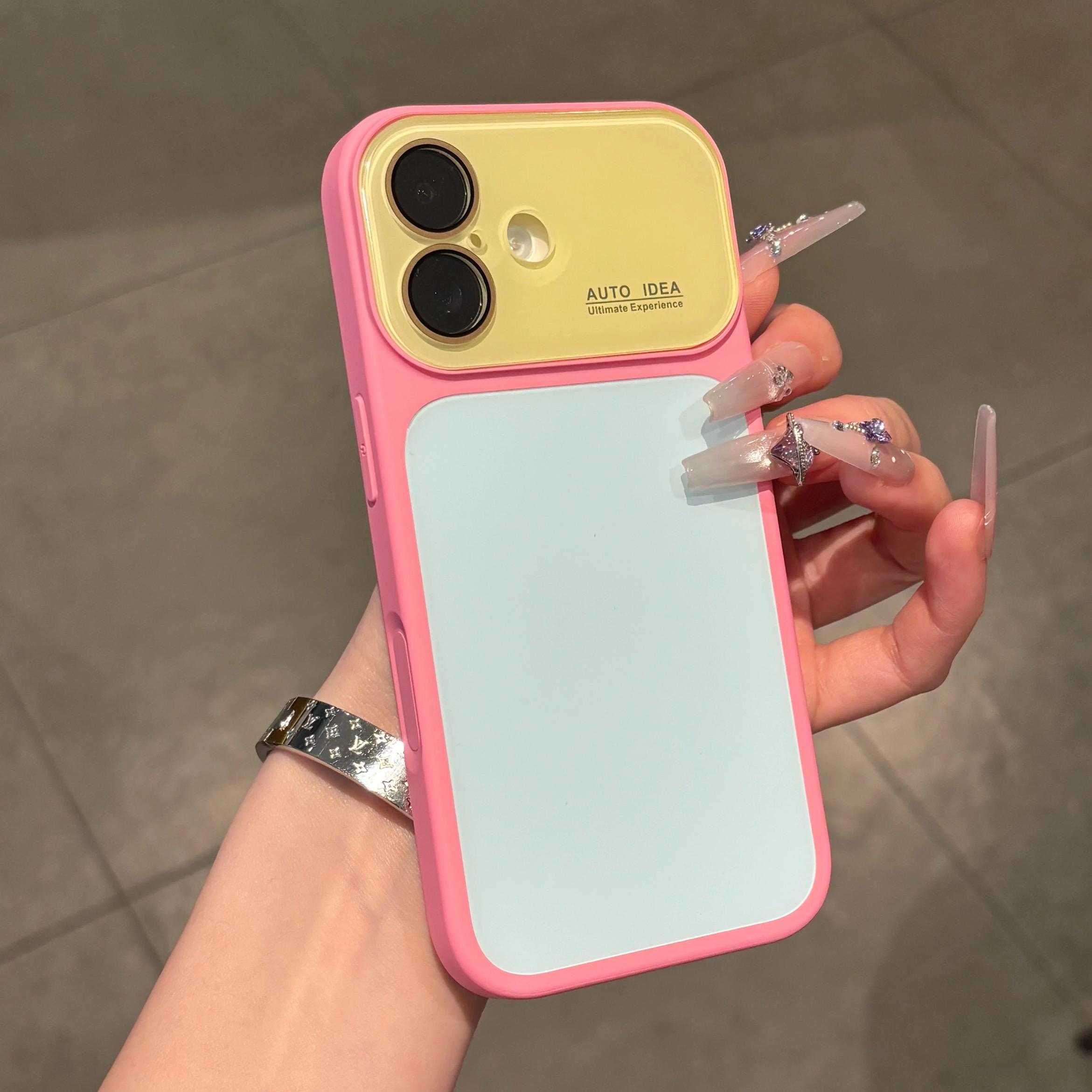 Summer Dopamine Color Block Macaron Candy Case for iPhone 17 Pro Max 16 15 Pro 14 13 Luxury Elegant Design Soft + Acrylic Crystal Camera Lens Protection Large Viewing Window Shockproof Protective Cute Aesthetic Colorful Cover