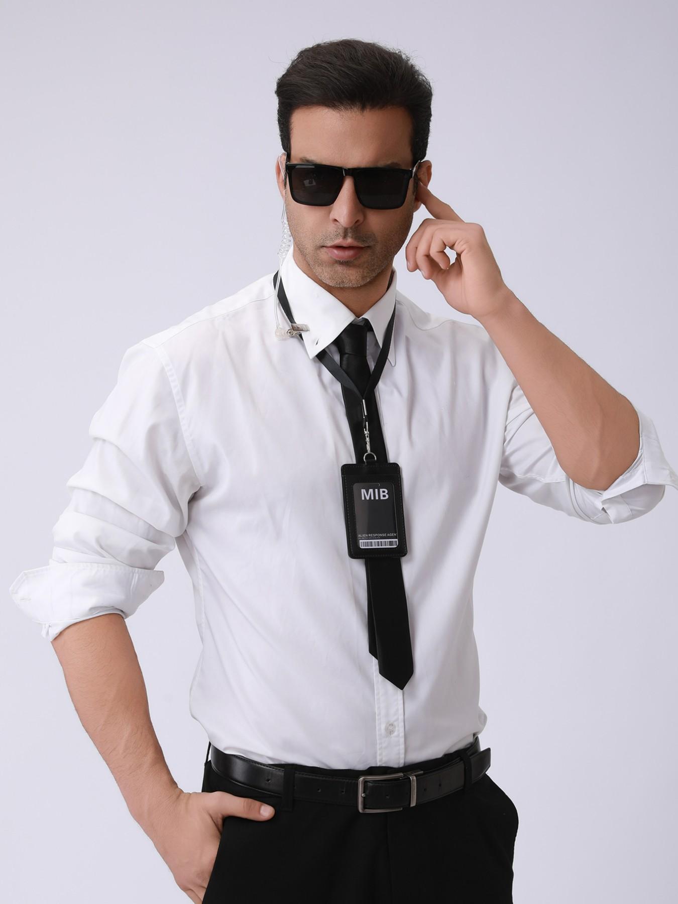 5pcs Role-Playing Costume Set, Secret Agent with Glasses, Earpiece, Tie, Card, Card Holder, Rope, Perfect for Parties, Festivals, Birthdays