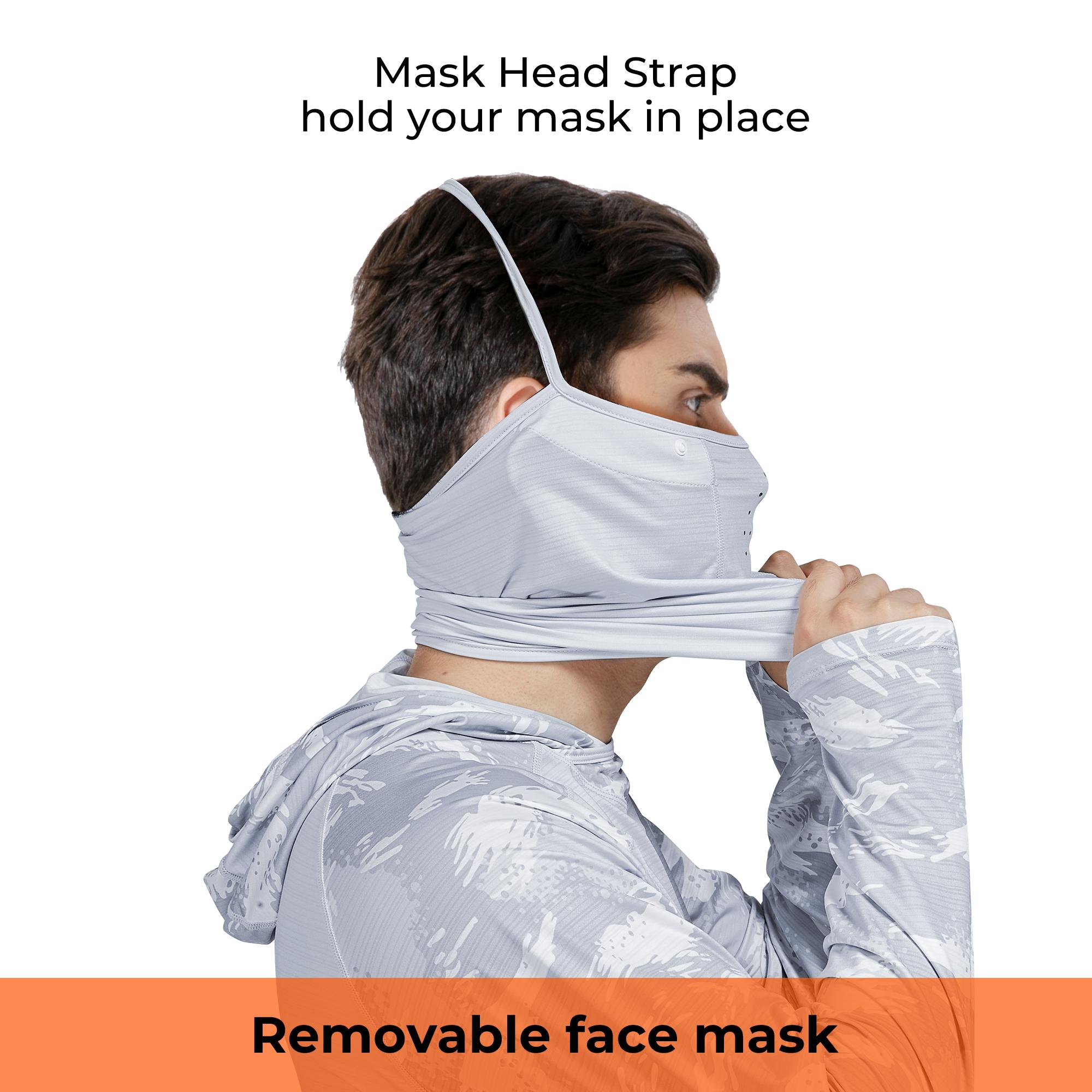 【RODEEL】931 Sun Hoodie Shirts w/ Removable Mask Neck Gaiter Men UPF 50+ UV Protection Long Sleeve Lightweight Quick Dry Moisture Wicking Breathable Cooling Athletic Activewear for Outdoor Sports Hiking Camping Fishing Construction Roofing, Holiday Gift