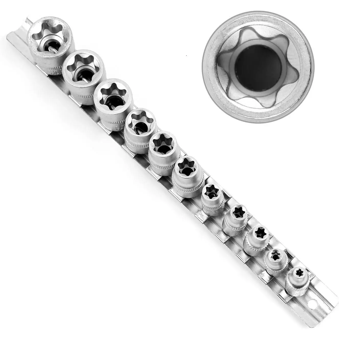 11Pcs E Torx Socket Set Female External Star Socket Set E4-E20 Torque Socket Set