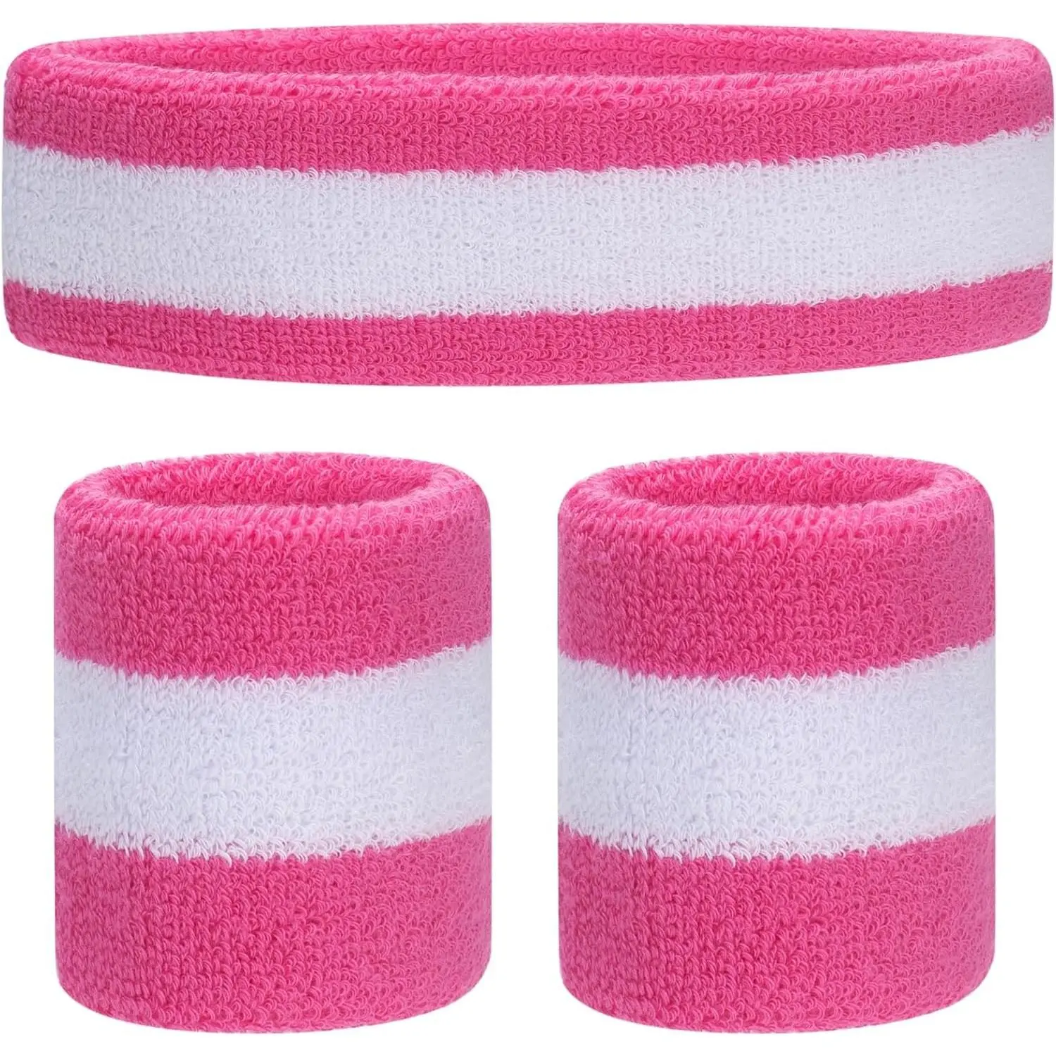 Kids Sweatbands Toddler Headband Wristband Set - Athletic Cotton Baby Sweat Band for Kids Youth Baby (1 Headband + 2 Wristbands)