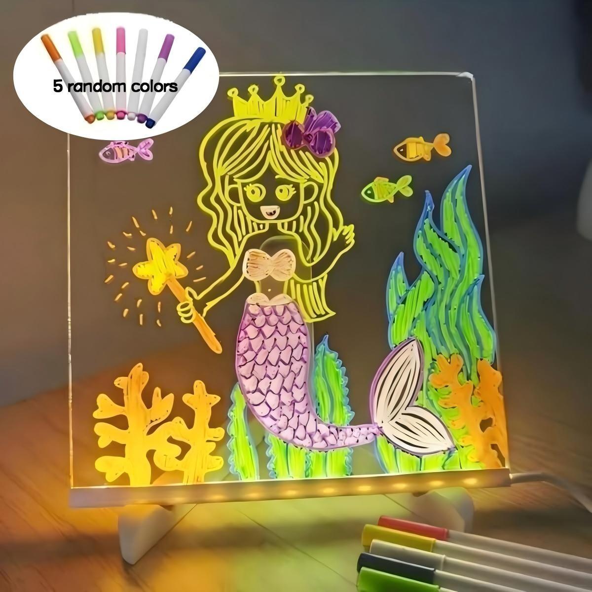 Acrylic LED Note Board, 7 Color Pens, Magic LED Writing Board, Advertise Memo Display Stand, Drawing Sketch Pad, J-95 Model