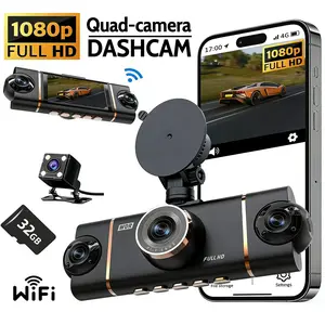 🚗4CH 1080P Dash Cam | FREE 32G Card | 360° Full View | 24H Parking Monitor | Uber Lyft Must Have 🚗Non-rechargeable, must be used while plugged in.